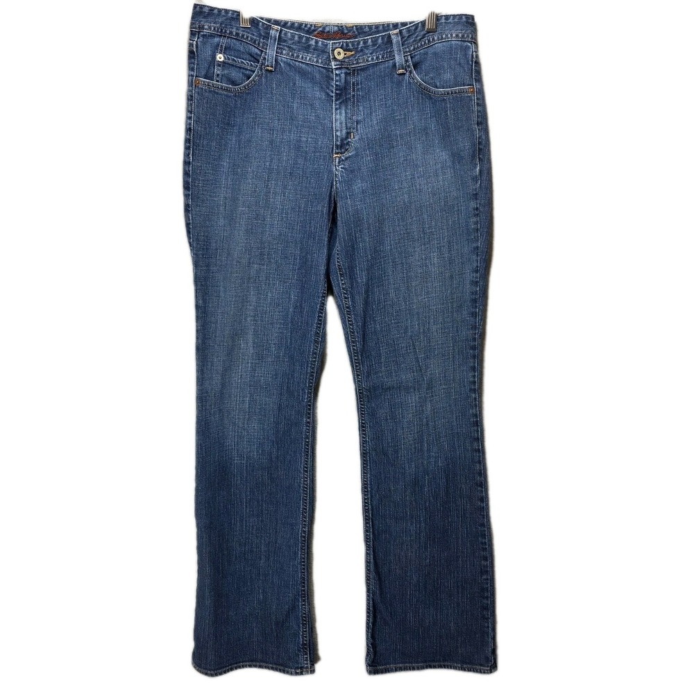 Eddie Bauer Bootcut Jeans Womens 12L Tall Stretch Blue Denim Y2K Long Mid Rise